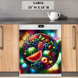 Preview of Stained Glass Watermelon, Apples and Grapes magnet in Large size.