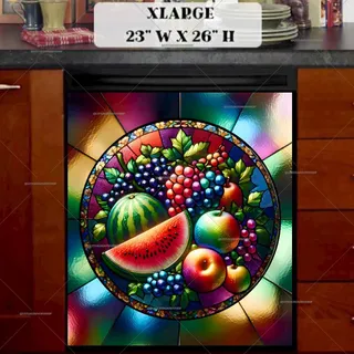 Preview of Stained Glass Watermelon, Apples and Grapes magnet in Extra Large size.