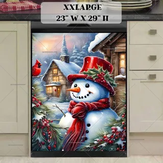 Preview of Smiling Cottage Snowman and Cardinal magnet in XX Large size.