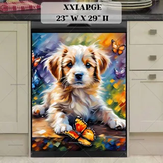 Preview of Fluffy Puppy and Butterflies magnet in XX Large size.