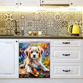Preview of Fluffy Puppy and Butterflies magnet.