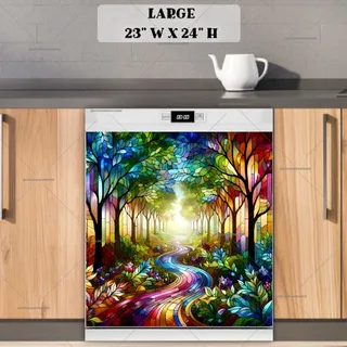 Preview of Stained Glass Summer Forest Path magnet in Large size.