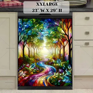 Preview of Stained Glass Summer Forest Path magnet in XX Large size.