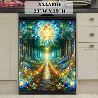 Preview of Stained Glass Spring Forest Path magnet in XX Large size.