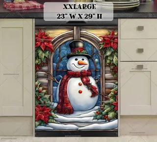 Preview of Stained Glass Christmas Snowman magnet in XX Large size.