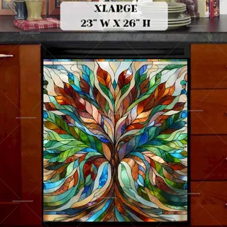 Preview of Stained Glass Oak Tree magnet in Extra Large size.