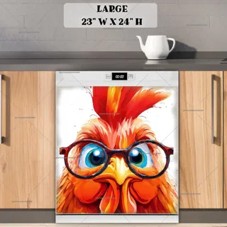 Preview of Cute Rooster in Eyeglasses magnet in Large size.