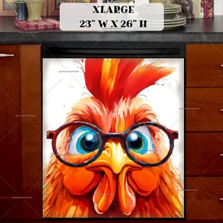 Preview of Cute Rooster in Eyeglasses magnet in Extra Large size.