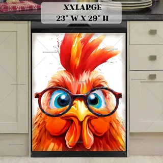 Preview of Cute Rooster in Eyeglasses magnet in XX Large size.