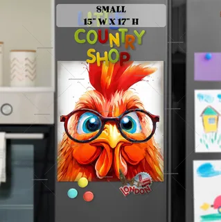 Preview of Cute Rooster in Eyeglasses magnet in Small size.