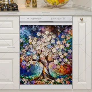 Preview of Stained Glass Spring Cherry Tree magnet.