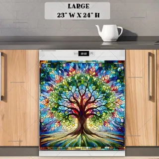 Preview of Stained Glass Blooming Tree magnet in Large size.