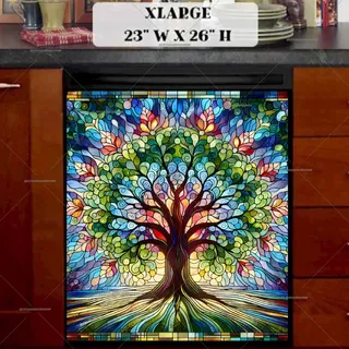 Preview of Stained Glass Blooming Tree magnet in Extra Large size.