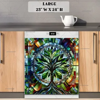 Preview of Stained Glass Abstract Tree magnet in Large size.