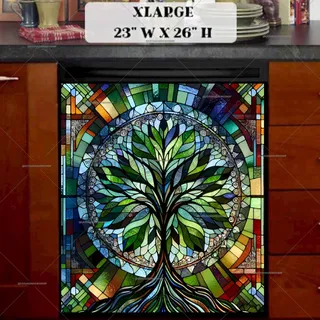 Preview of Stained Glass Abstract Tree magnet in Extra Large size.