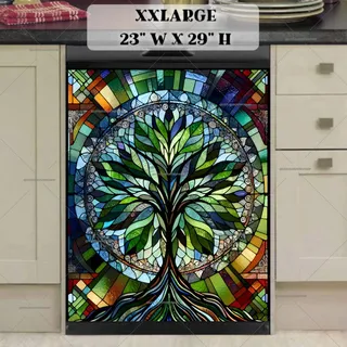 Preview of Stained Glass Abstract Tree magnet in XX Large size.