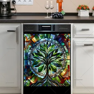 Preview of Stained Glass Abstract Tree magnet.