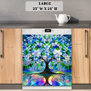 Preview of Stained Glass Spring Apple Tree magnet in Large size.