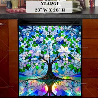 Preview of Stained Glass Spring Apple Tree magnet in Extra Large size.