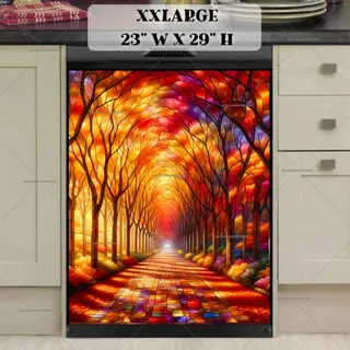 Preview of Stained Glass Autumn Forest Pathway magnet in XX Large size.