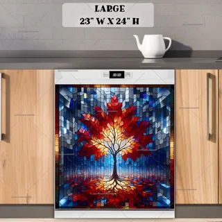 Preview of Stained Glass Autumn Maple Tree magnet in Large size.