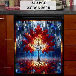 Preview of Stained Glass Autumn Maple Tree magnet in Extra Large size.