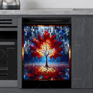 Preview of Stained Glass Autumn Maple Tree magnet.