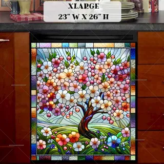 Preview of Stained Glass Spring Cherry Tree magnet in Extra Large size.