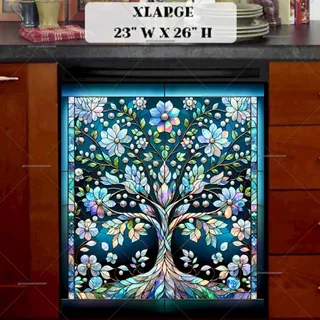 Preview of Stained Glass Spring Tree magnet in Extra Large size.