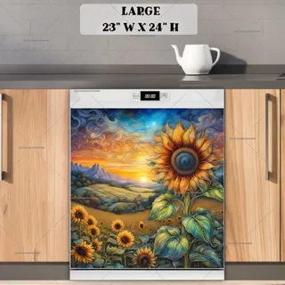 Preview of Blooming Sunset Sunflowers magnet in Large size.