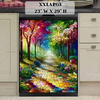 Preview of Stained Glass Summer Forest Pathway magnet in XX Large size.