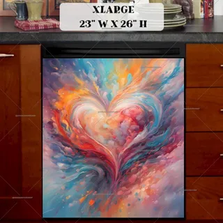 Preview of Abstract Watercolor Heart magnet in Extra Large size.