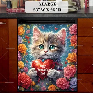 Preview of Valentine’s Kitten with Heart magnet in Extra Large size.