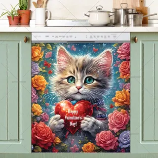 Preview of Valentine’s Kitten with Heart magnet.