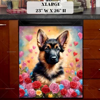 Preview of Valentiine’s Day Puppy magnet in Extra Large size.