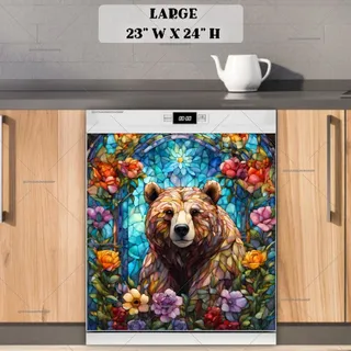 Preview of Lovely Stained Glass Bear magnet in Large size.