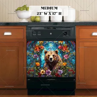 Preview of Lovely Stained Glass Bear magnet in Medium size.