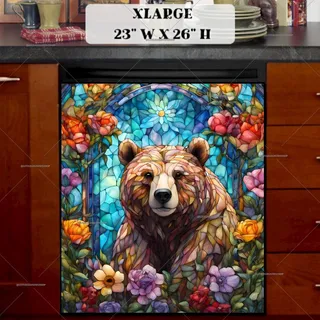 Preview of Lovely Stained Glass Bear magnet in Extra Large size.