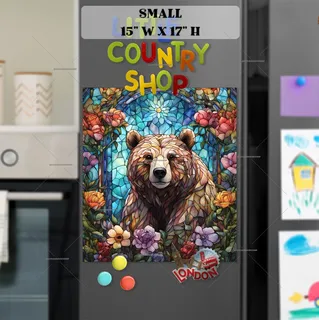 Preview of Lovely Stained Glass Bear magnet in Small size.