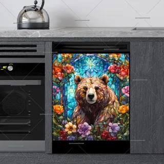 Preview of Lovely Stained Glass Bear magnet.