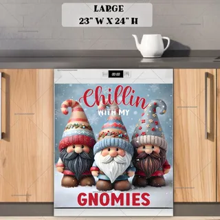 Preview of Three Cute Christmas Gnomes magnet in Large size.