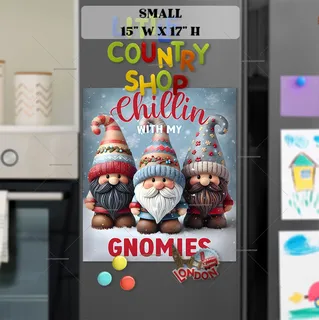 Preview of Three Cute Christmas Gnomes magnet in Small size.