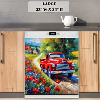 Preview of Red Farmhouse Truck magnet in Large size.