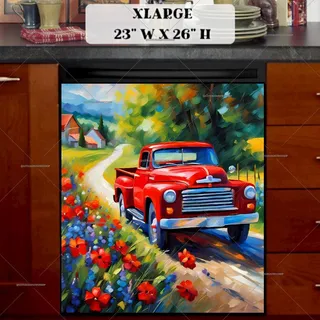 Preview of Red Farmhouse Truck magnet in Extra Large size.