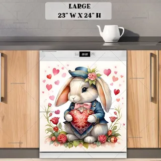 Preview of Elegant Valentine’s Day Bunny magnet in Large size.