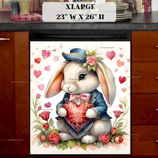 Preview of Elegant Valentine’s Day Bunny magnet in Extra Large size.