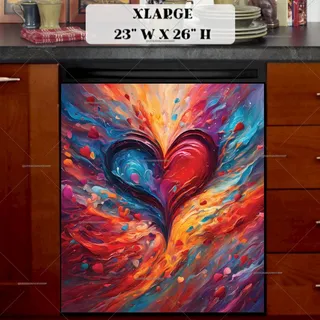 Preview of Abstract Colorful Heart magnet in Extra Large size.