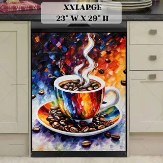 Preview of Colorful Coffee Cup and Beans magnet in XX Large size.