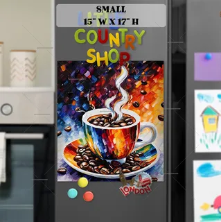 Preview of Colorful Coffee Cup and Beans magnet in Small size.