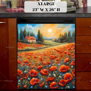 Preview of Tuscan Poppy Field magnet in Extra Large size.